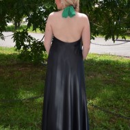 Rochie eleganta lunga, culoare negru-verde,