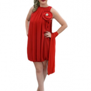 Rochie feminina, de culoare rosie, fara maneci