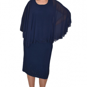 Rochie Maci cu aplicatii de strasuri ,nuanat de bleumarin