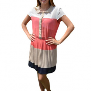 Rochie vaporoasa din material tip voal cu design multicolor