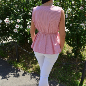 Bluza casual, cu dungi fine rosu-alb