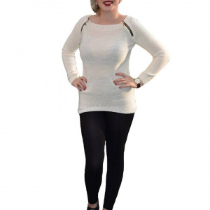 Bluza rafinata , de culoare alba cu fermoare aurii