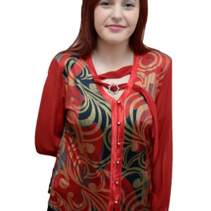 Bluza tip camasa, de culoare rosie cu imprimeu, masura mare