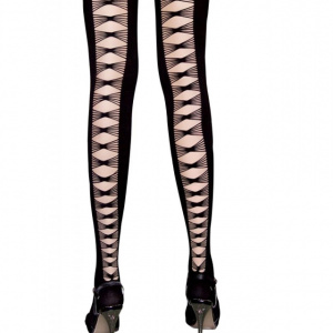 Ciorap pantalon cu model deosebit tip funda in spate, neagra