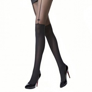 Ciorap pantalon microfibra, model in partea de sus, negru 60 den