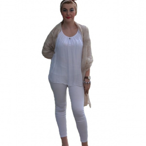 Esarfa mare cu aspect rafinat, broderie cu flori, culoare bej fin