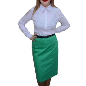 Fusta office deosebita, de culoare verde, cu model de capse