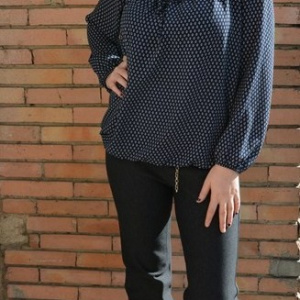 Pantalon comod de zi cu buzunare in spate, gri inchis, masura mare