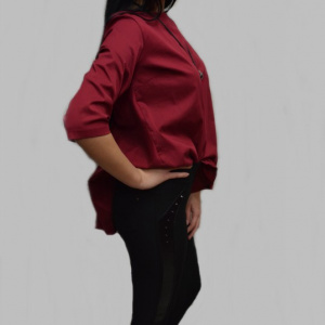 Pantalon modern cu design de capse si usor imblanit, negru