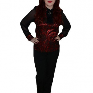 Pantalon modern negru, design discret in jurul buzunarelor