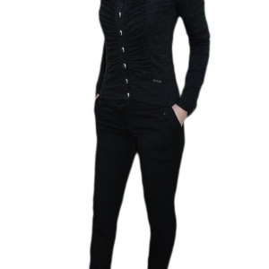 Pantalon tineresc, nuanta de negru, buzunare laterale
