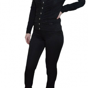 Pantalon trendy, nuanta de negru, inchidere cu fermoar