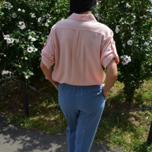Pantaloni lung, confortabil cu croi pe picior, nuanta de bleumarin