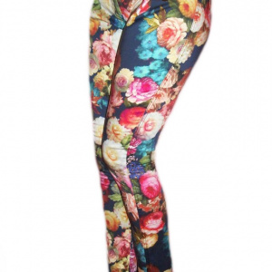 Pantaloni rafinati, bleomaren cu imprimeu floral, curea din lac