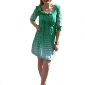 Rochie chic verde, croi modern tip gogosar cu maneca trei-sferturi