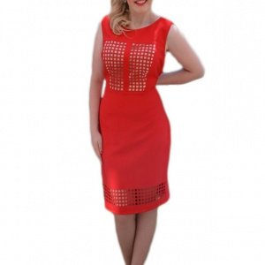 Rochie cu design deosebit, de culoare rosie, eleganta, cambrata