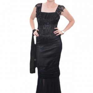 Rochie de gala aparte, cu doua piese, neagra complect, deosebita