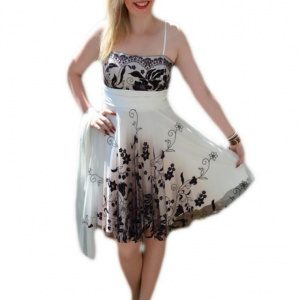 Rochie de seara scurta, model in degrade cu alb si plamaniu