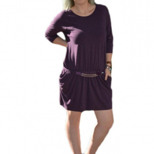 Rochie de zi, casual, cu buzunare, disponibila in nuanta de mov