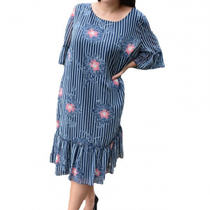 Rochie de zi vaporoasa Ameline,nuanta de bleumarin