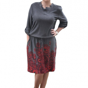 Rochie fashion, de culoare gri, cu maneca trei sferturi