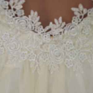 Rochie fashion de seara de culoarea perlei, din tul cu dantela fina