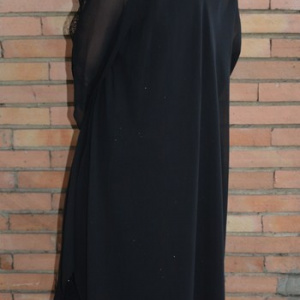 Rochie originala de ocazie, nuanta neagra cu insertie de voal lejer