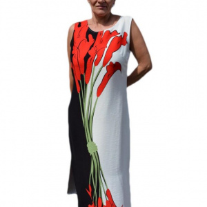Rochie rafinata de zi, culoare,negru-rosu