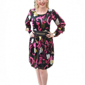Rochie rafinata ,multicolora cu centura neagra
