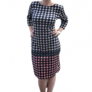 Rochie trendy cu croi clasic, cu buline de culoare negru-crem