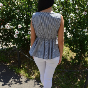 Bluza casual, cu dungi fine negru-alb