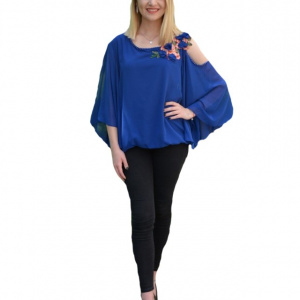 Bluza eleganta Divine,decupaj la nivelul umeriilor,nuanata de turcoaz