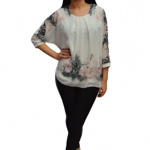Bluza eleganta tip voal cu captuseala usor elastica,masura mare nuanta de alb