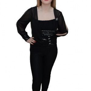 Bluza fashion, nuanta de negru-argintiu, design interesant