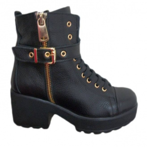 Bocanci tineresti, negri cu fermuare aurii GH-2326-MO