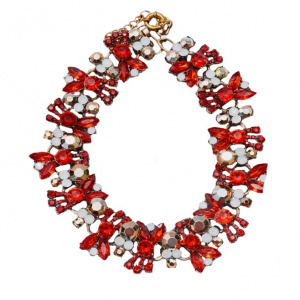 Colier trendy cu design elegant din strasuri si cristale rosii