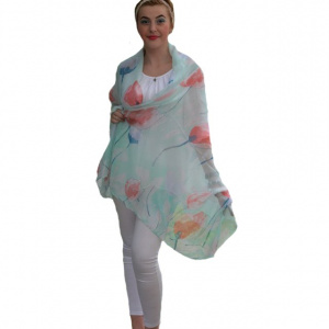 Esarfa casual de culoare verde deschis, din vascoza de calitate
