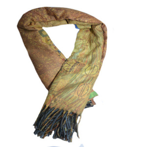 Esarfa Denisse model cu abstract-painted,maro