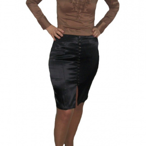 Fusta eleganta, sexi, din satin, disponibila pe negru, marimi mici