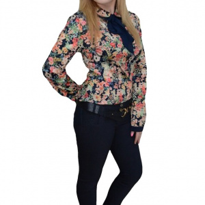Pantalon elegant, de nuanta bleumarin, cu design modern