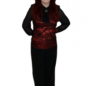 Pantalon elegant, nuanta de negru, design de strasuri