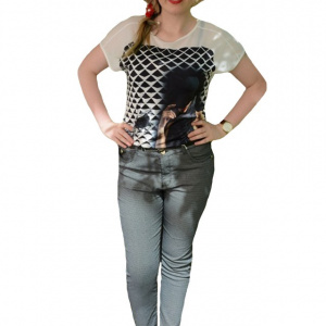 Pantalon gri din material de calitate, model lung, masura mare