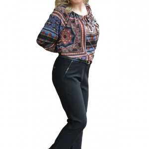 Pantalon lung masura mare, model casual din material cu tinuta