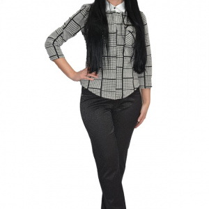 Pantalon modern cu imprimeu de catifea,nuanta neagra