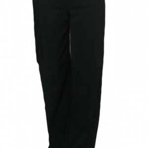 Pantalon negru, evazat, model simplu cu curea satinata in talie
