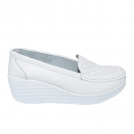 Pantofi cu platforma ,model din piele ,nuanta de alb