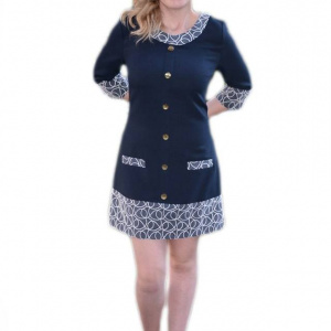 Rochie casual, rafinate, cu insertii de dantela alba