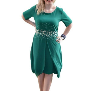 Rochie chic, verde, masura mare, voal aplicat in partea de jos