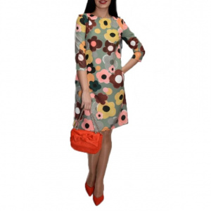 Rochie de zi cu design floral,nuanta gri