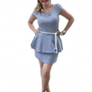 Rochie feminina, alb-bleumarin tip marinaresc